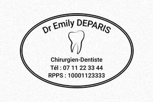 Tampon Dentiste - Tampon Bois ovale 60x40 - 60 x 40 mm - 16 lignes max. - encre black - dentiste-14