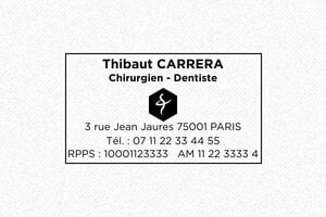 Tampon Dentiste - Tampon Trodat Metal Line 5203 - 49 x 28 mm - 11 lignes max. - encre black - boîtier anneau noir - dentiste-16