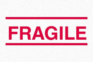 Tampon Fragile XXL - Précaution Maximale pour Objets Délicats - 70 x 25 mm - 10 lignes max. - encre red - boîtier noir - formule-fragile3