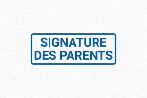 Tampon Signature des Parents - 47x18 mm - Authentification parentale en un coup - 47 x 18 mm - 7 lignes max. - encre blue - boîtier noir - formule-signature-des-parents