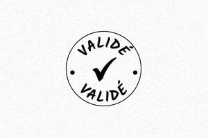 Tampon Validé - Bois Rond - 30 x 30 mm avec Mention et Coche - undefined - encre black - formule-valide11