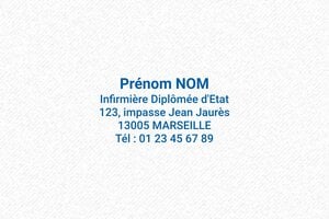 Tampon Infirmier - Tampon Trodat Pocket 9512 - 47 x 18 mm - 7 lignes max. - encre blue - boîtier noir - infirmiere01