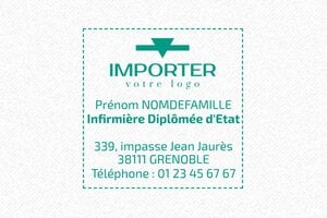 Tampon Infirmier - Tampon Trodat Printy 4924 - 40 x 40 mm - 16 lignes max. - encre green - boîtier bleu - infirmiere11