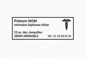 Tampon Infirmier - Trodat Printy 4913 - 58 x 22 mm - 8 lignes max. - encre black - boîtier bleu pastel - infirmiere13