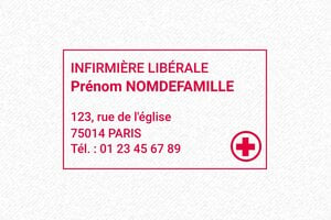 Tampon Infirmier - Tampon Trodat Printy 4929 - 50 x 30 mm - 12 lignes max. - encre red - boîtier rouge - infirmiere14