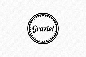Timbro Manuale Grazie in Legno - 30x30 mm - Quadrato rund mit Rahmen und Text - undefined - encre black - it-grazie01-1747204921509