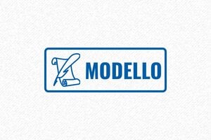 Timbro Modello Magazzino con logo a piuma e indicazione in maiuscolo con cornice - undefined - encre blue - boîtier noir - it-modello-formale-1747206981869