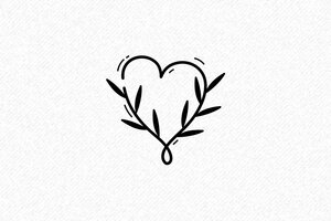 Timbro Motivo Cuore Rurale logo a forma di cuore con motivo a foglia. - undefined - encre black - it-timbro-motivo-001-30-1747207966057