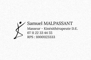 Tampon Kinésithérapeutes - Trodat Printy 4913 - 58 x 22 mm - 8 lignes max. - encre black - boîtier noir - kine-07