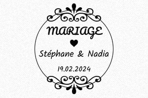 Tampon Scrapbooking Mariage - Tampon Bois rond 50mm - 50 x 50 mm - 20 lignes max. - encre black - mariage38