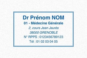 Tampon Certificat Médical - Tampon Trodat Metal Line 5206 - 56 x 33 mm - 13 lignes max. - encre blue - boîtier anneau noir - medecin04