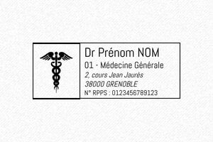 Tampon Certificat Médical - Tampon Trodat Metal Line 5204 - 56 x 26 mm - 10 lignes max. - encre black - boîtier anneau noir - medecin05