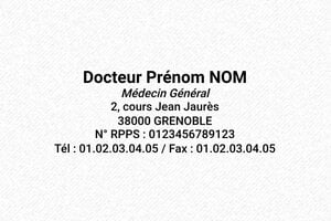 Tampon Médecin - Trodat Printy 4913 - 58 x 22 mm - 8 lignes max. - encre black - boîtier noir - medecin22