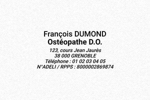 Tampon Osthéopathe - Trodat Printy 4913 - 58 x 22 mm - 8 lignes max. - encre black - boîtier noir - osteopathe04