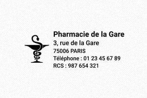Tampon Pharmarcie - Trodat Printy 4913 - 58 x 22 mm - 8 lignes max. - encre black - boîtier noir - pharmacie01