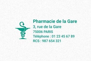 Tampon Pharmarcie - Trodat Printy 4913 - 58 x 22 mm - 8 lignes max. - encre green - boîtier noir - pharmacie02