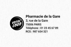 Tampon Pharmarcie - Trodat Printy 4913 - 58 x 22 mm - 8 lignes max. - encre black - boîtier noir - pharmacie04