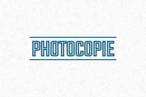 Tampon Photocopie - Pour Une Clarté Optimale - 47 x 18 mm - 7 lignes max. - encre blue - boîtier noir - photocopie01