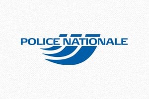 Tampon Police Nationale - Trodat Printy 4913 - 58 x 22 mm - 8 lignes max. - encre blue - boîtier bleu - police07