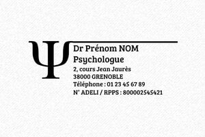Tampon Psychologue - Trodat Printy 4913 - 58 x 22 mm - 8 lignes max. - encre black - boîtier noir - psy01