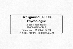 Tampon Psychologue - Trodat Printy 4913 - 58 x 22 mm - 8 lignes max. - encre black - boîtier noir - psy03