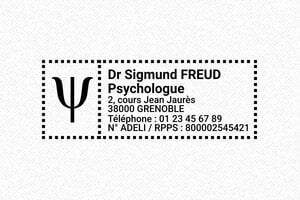 Tampon Psychologue - Trodat Printy 4913 - 58 x 22 mm - 8 lignes max. - encre black - boîtier noir - psy05