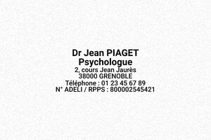 Tampon Psychologue - Trodat Printy 4912 - 47 x 18 mm - 7 lignes max. - encre black - boîtier noir - psy06