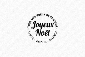 Tampon encreur Rond Noël01 - Monture en bois - Dimensions 30mm - 30 x 30 mm - 12 lignes max. - encre black - rond-noel01