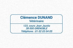 Tampon Vétérinaire - Trodat Printy 4913 - 58 x 22 mm - 8 lignes max. - encre blue - boîtier bleu - veterinaire02