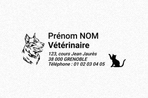 Tampon Vétérinaire - Trodat Printy 4913 - 58 x 22 mm - 8 lignes max. - encre black - boîtier noir - veterinaire04