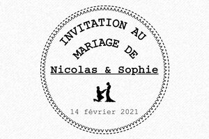 Tampon mariage - Tampon bois o5050 - 50 x 50 mm - 20 lignes max. - encre black - mariage30