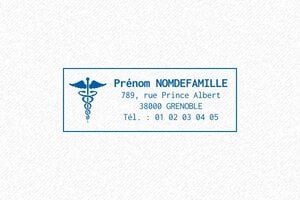 Nos tampons en ligne pour médecins - Trodat Pocket 9512 - 47 x 18 mm - 7 lignes max. - encre blue - boîtier noir - medecin18