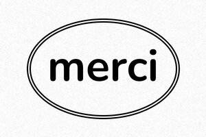 Tampon enseignant français - Tampon Merci Rectangulaire en Bois - 40 x 15 mm - 60 x 40 mm - 16 lignes max. - encre black - boîtier noir - merci02
