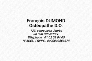 Nos tampons en ligne pour ostéopathes - Trodat Printy 4913 - 58 x 22 mm - 8 lignes max. - encre black - boîtier noir - osteopathe04