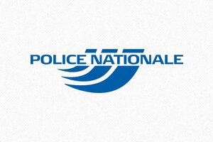 Tampon Police Nationale - Trodat Printy 4913 - 58 x 22 mm - 8 lignes max. - encre blue - boîtier bleu - police07