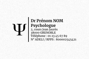 Tampon psychologue - Trodat Printy 4913 - 58 x 22 mm - 8 lignes max. - encre black - boîtier noir - psy02