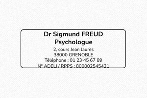 Tampon psychologue - Trodat Printy 4913 - 58 x 22 mm - 8 lignes max. - encre black - boîtier noir - psy03
