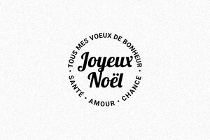 Tampon noël - Tampon encreur Rond Noël01 - Monture en bois - Dimensions 30mm - 30 x 30 mm - 12 lignes max. - encre black - rond-noel01