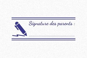 Tampon signature des parents - Tampon Signature des Parents - 68 x 9 mm - 58 x 22 mm - 8 lignes max. - encre purple - boîtier vert - signature-parents02