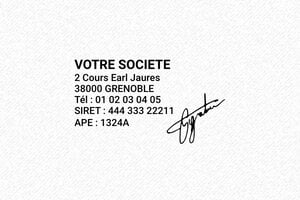 Tampon Signature Artiste - Authentification d'Œuvres - Trodat Metal 5200 - 41 x 24 mm - 9 lignes max. - encre black - boîtier anneau noir - signature2-m5200