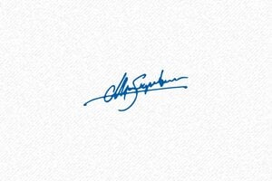 Tampon Signature Artiste - Authentification d'Œuvres - Trodat Printy 4911 - 38 x 14 mm - 5 lignes max. - encre blue - boîtier bleu - signature5-4911