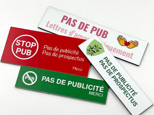 Plaque Stop PUB pour boîte aux lettres