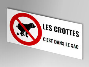 Panneau crotte de chien interdit humoristique