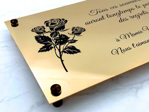 Photo portrait sur plaque funéraire en aluminium - Plaque funéraire  personnalisée – Deuil fleuri