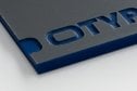 Stahl gebürstet, Text Blau